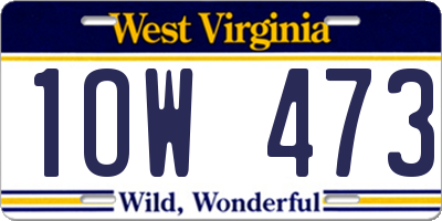 WV license plate 1OW473