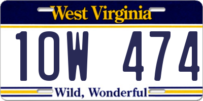 WV license plate 1OW474