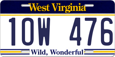 WV license plate 1OW476