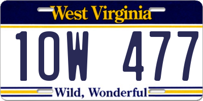 WV license plate 1OW477