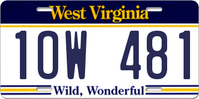 WV license plate 1OW481