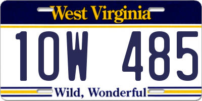 WV license plate 1OW485