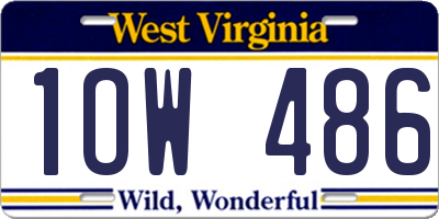 WV license plate 1OW486
