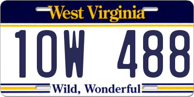 WV license plate 1OW488