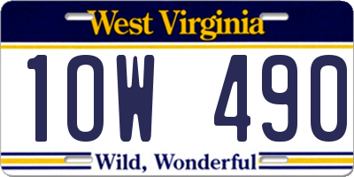 WV license plate 1OW490