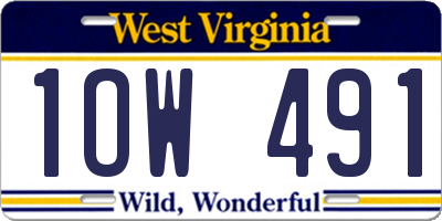 WV license plate 1OW491