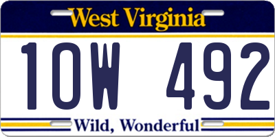 WV license plate 1OW492