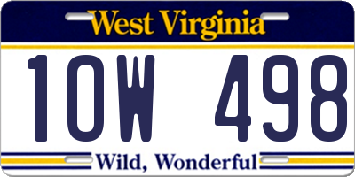 WV license plate 1OW498