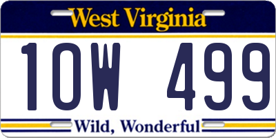 WV license plate 1OW499
