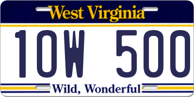 WV license plate 1OW500