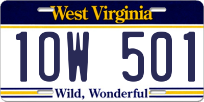 WV license plate 1OW501