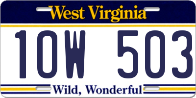 WV license plate 1OW503