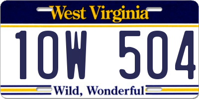 WV license plate 1OW504