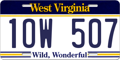 WV license plate 1OW507