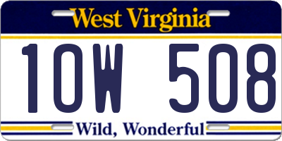 WV license plate 1OW508