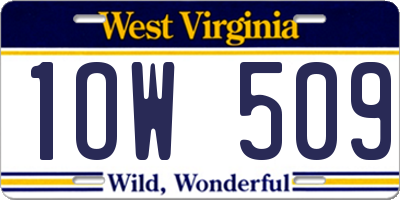 WV license plate 1OW509