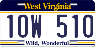 WV license plate 1OW510