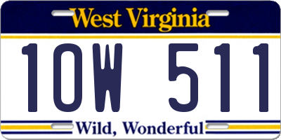 WV license plate 1OW511