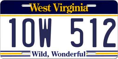 WV license plate 1OW512