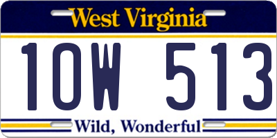 WV license plate 1OW513