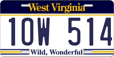 WV license plate 1OW514