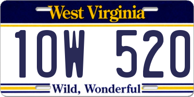 WV license plate 1OW520