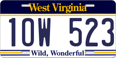 WV license plate 1OW523