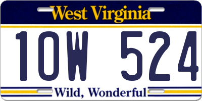 WV license plate 1OW524