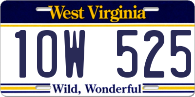 WV license plate 1OW525