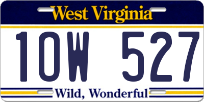 WV license plate 1OW527
