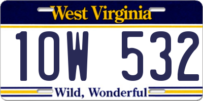 WV license plate 1OW532