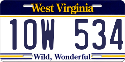WV license plate 1OW534