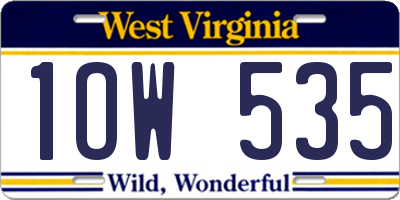 WV license plate 1OW535