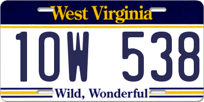 WV license plate 1OW538