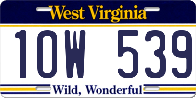 WV license plate 1OW539