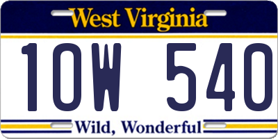WV license plate 1OW540