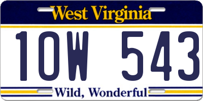 WV license plate 1OW543