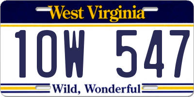 WV license plate 1OW547