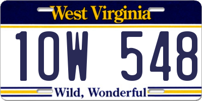 WV license plate 1OW548
