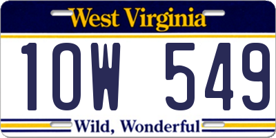 WV license plate 1OW549