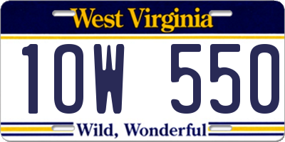 WV license plate 1OW550