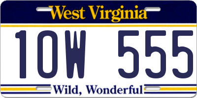 WV license plate 1OW555