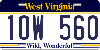 WV license plate 1OW560