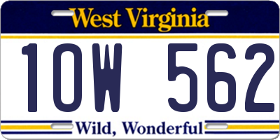 WV license plate 1OW562
