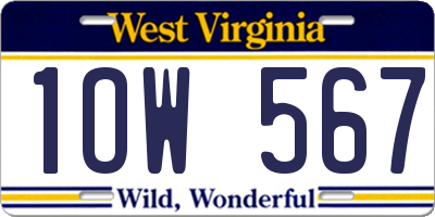 WV license plate 1OW567