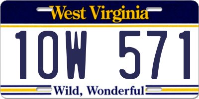 WV license plate 1OW571