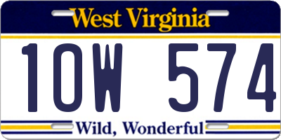 WV license plate 1OW574