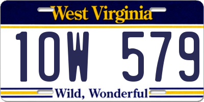WV license plate 1OW579