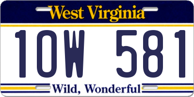 WV license plate 1OW581