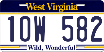 WV license plate 1OW582